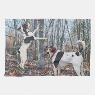 Treeingの歩行者のCoonhoundの台所タオル キッチンタオル