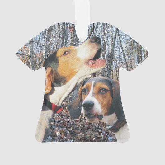 Treeingの歩行者のCoonhound オーナメント (裏面)