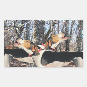 Treeing遠ぼえの歩行者のCoonhoundのステッカー 長方形シール