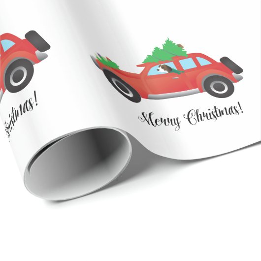 Treeing Walkerがクリスマスカーを運転していると判断 ラッピングペーパー (ロールコーナー)