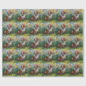 Treeing Walker Conhound春の花絵を描ズ ラッピングペーパー (フラット)