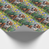Treeing Walker Conhound春の花絵を描ズ ラッピングペーパー (角)