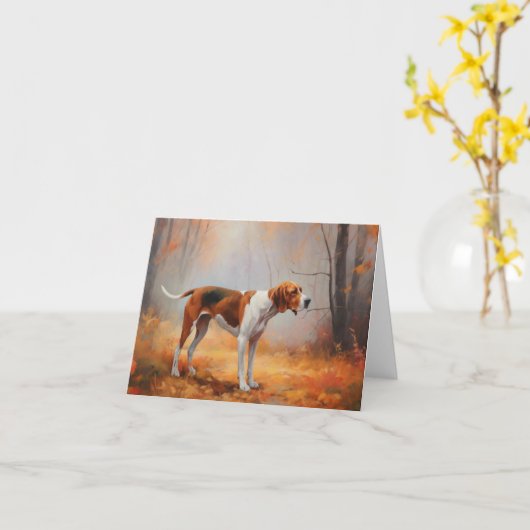 Treeing Walker Conhound紅葉秋 カード (黄色い花)