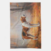 Treeing Walker Conhound紅葉秋 キッチンタオル (縦)