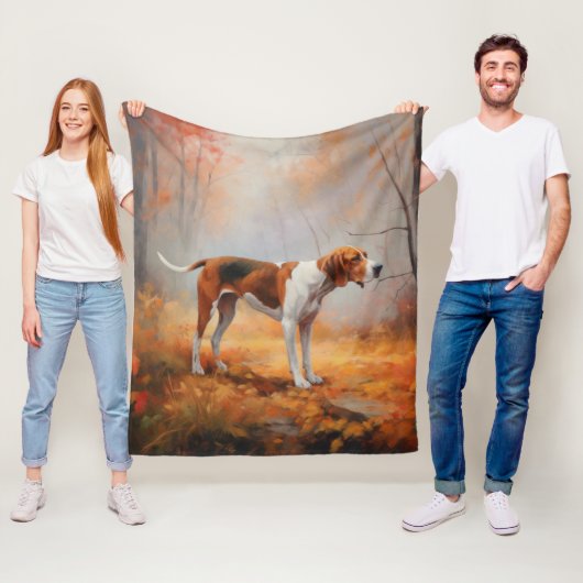 Treeing Walker Conhound紅葉秋 フリースブランケット (インサイチュ)