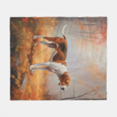 Treeing Walker Conhound紅葉秋 フリースブランケット (正面(横))