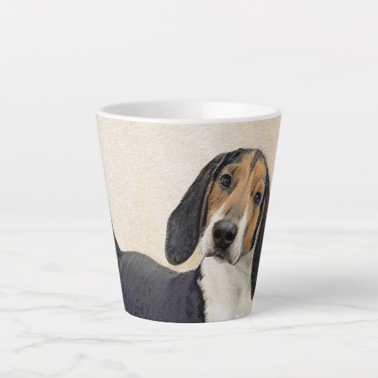 Treeing Walker Conhound's 絵画 -オリジナルアート カフェラテマグ (正面)