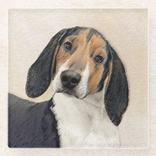 Treeing Walker Conhound's 絵画 -オリジナルアート ガラスコースター (正面)