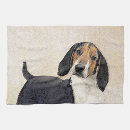 Treeing Walker Conhound's 絵画 -オリジナルアート キッチンタオル (横)