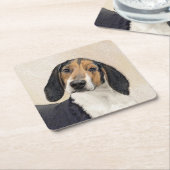 Treeing Walker Conhound's 絵画 -オリジナルアート スクエアペーパーコースター (アングル)