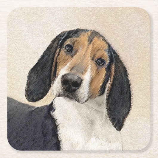 Treeing Walker Conhound's 絵画 -オリジナルアート スクエアペーパーコースター (正面)