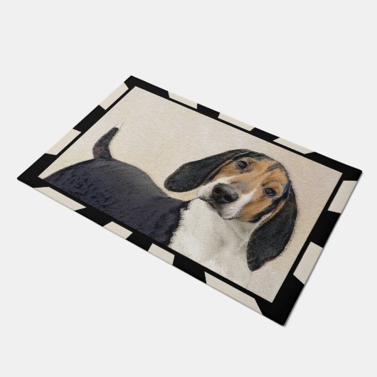 Treeing Walker Conhound's 絵画 -オリジナルアート ドアマット (アングル)