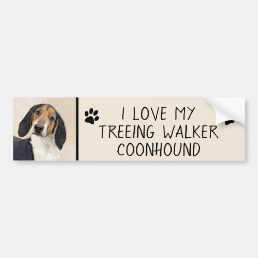 Treeing Walker Conhound's 絵画 -オリジナルアート バンパーステッカー (正面)
