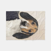 Treeing Walker Conhound's 絵画 -オリジナルアート フリースブランケット (正面(横))