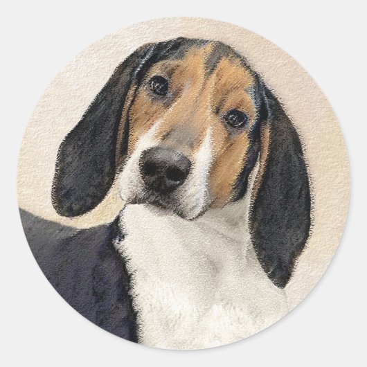 Treeing Walker Conhound's 絵画 -オリジナルアート ラウンドシール (正面)