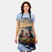 Treeing Walker Coonhound Christmas Boat Holiday エプロン (着用した状態)