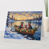 Treeing Walker Coonhound Christmas Boat Holiday カード (正面)