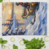 Treeing Walker Coonhound Christmas Boat Holiday キッチンタオル (折り畳み)