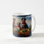 Treeing Walker Coonhound Christmas Boat Holiday コーヒーマグカップ (正面右)
