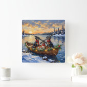 Treeing Walker Coonhound Christmas Boat Holiday スクエア壁時計 (ホーム)