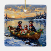 Treeing Walker Coonhound Christmas Boat Holiday セラミックオーナメント (裏面)