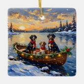 Treeing Walker Coonhound Christmas Boat Holiday セラミックオーナメント (正面)