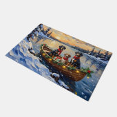 Treeing Walker Coonhound Christmas Boat Holiday ドアマット (アングル)