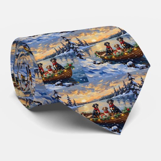 Treeing Walker Coonhound Christmas Boat Holiday ネクタイ (ロール)