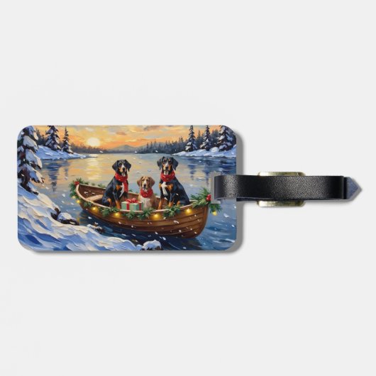 Treeing Walker Coonhound Christmas Boat Holiday ラゲッジタグ (裏面横)