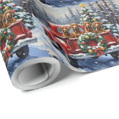 Treeing Walker Coonhound Christmas Red Truck ラッピングペーパー (ロールコーナー)