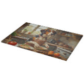 Treeing Walker Coonhound Cooking in Kitchen カッティングボード (角)