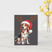 Treeing Walker Coonhound Dog Christmas Lights Sant カード (黄色い花)