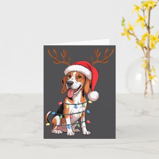 Treeing Walker Coonhound Dog Christmas Lights Sant カード (黄色い花)