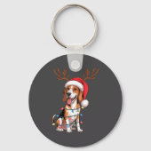 Treeing Walker Coonhound Dog Christmas Lights Sant キーホルダー (正面)