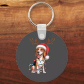 Treeing Walker Coonhound Dog Christmas Lights Sant キーホルダー (正面)