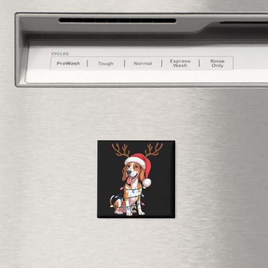 Treeing Walker Coonhound Dog Christmas Lights Sant マグネット (インサイチュ (食洗機))