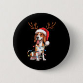 Treeing Walker Coonhound Dog Christmas Lights Sant 缶バッジ (正面)
