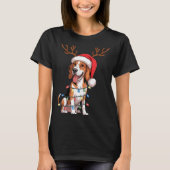Treeing Walker Coonhound Dog Christmas Lights Sant Tシャツ (正面)