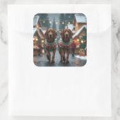 Treeing Walker Coonhound Dogs Christmas Snow  スクエアシール (バッグ)