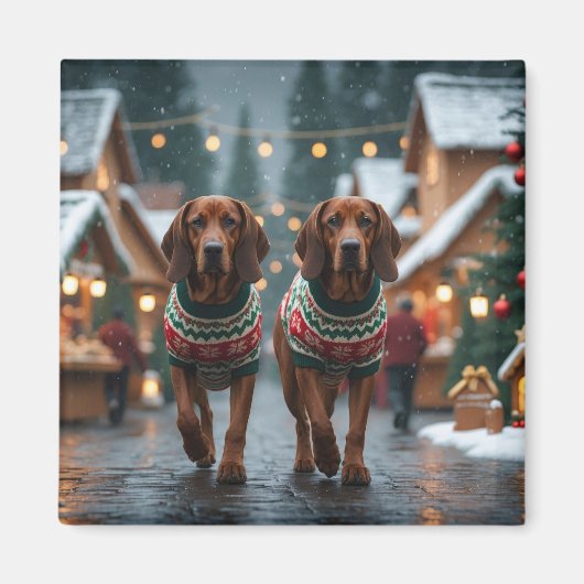 Treeing Walker Coonhound Dogs Christmas Snow  マグネット (正面)