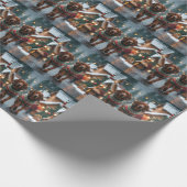 Treeing Walker Coonhound Dogs Christmas Snow ラッピングペーパー (角)