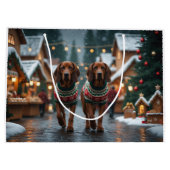 Treeing Walker Coonhound Dogs Christmas Snow  ラージペーパーバッグ (裏面)