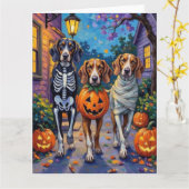 Treeing Walker Coonhound In Halloween Costumes カード (黄色い花)