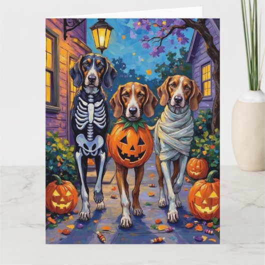 Treeing Walker Coonhound In Halloween Costumes カード (正面)
