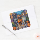 Treeing Walker Coonhound In Halloween Costumes スクエアシール (封筒)