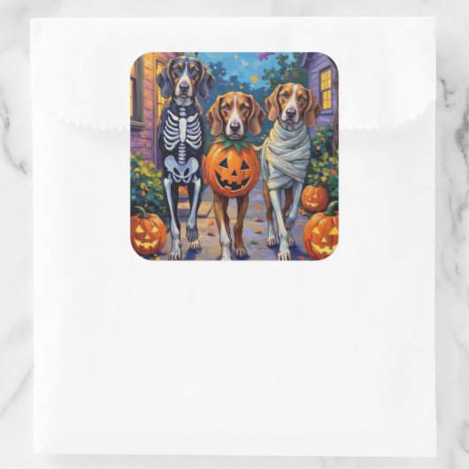 Treeing Walker Coonhound In Halloween Costumes スクエアシール (バッグ)