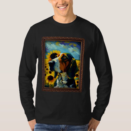 Treeing Walker Coonhound Painting Sunflower Flower Tシャツ (正面)