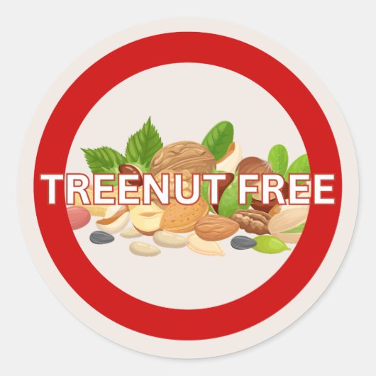 Treenut Free Food Algallemyアラートクラシック ラウンドシール (正面)