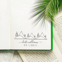  Trees and Mountains エクスリブリス 