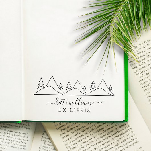 Trees and Mountains エクスリブリス ラバースタンプ